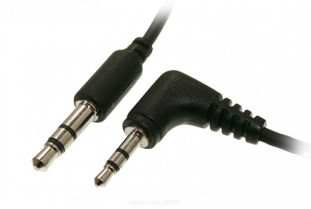 Przewód kabel audio 0,5m wtyk kątowy Jack 2,5mm - wtyk Jack 3,5mm