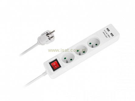 Przedłużacz elektryczny 3 gniazda + ładowarka 2xUSB 3m