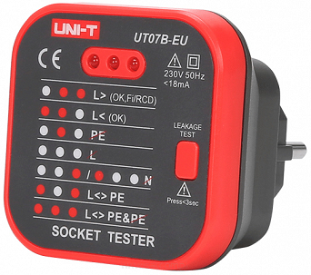 Wskaźnik tester sieci 230V AC UNI-T UT07B-EU + RCD