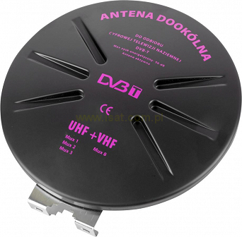 Antena dookólna DVB-T2 zewnętrzna 174-790MHz do RADIO I TELEWIZJA