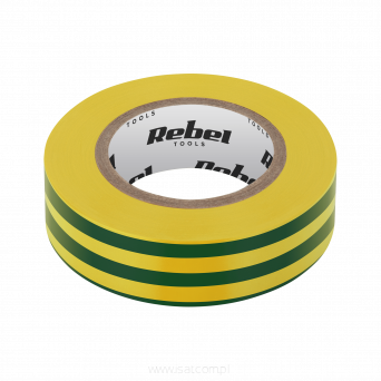 Taśma izolacyjna klejąca REBEL (0,13 mm x 19 mm x 20 yd) żółto-zielona