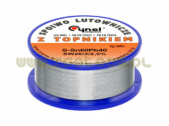 Cyna z topnikiem 0,56mm szpula 100g Cynel Sn60Pb40