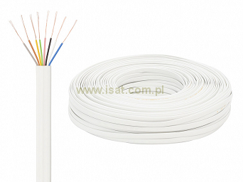 Kabel telefoniczny KP-8 płaski biały rolka 100m 8x0,36mm