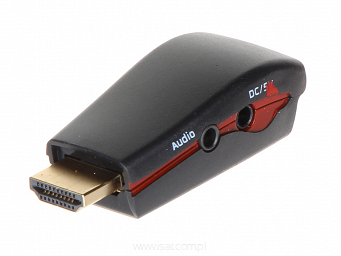 Konwerter adapter wtyk HDMI IN - gniazdo VGA + audio OUT