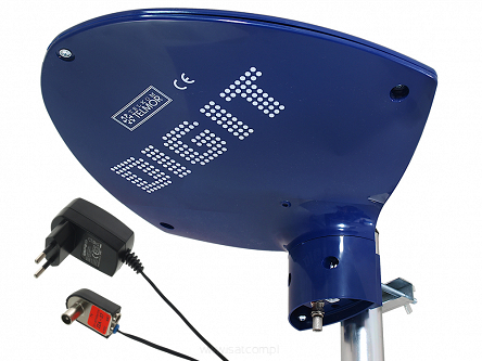 Antena DVB-T2 telewizyjna DIGIT ACTIVA 5G Protected niebieska wzmacniacz i zasilacz