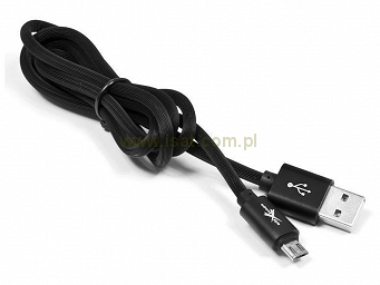 Kabel USB silikonowy 1m złącze micro USB czarny 2A