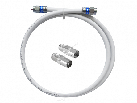 Przewód TV SAT wtyk F - wtyk F 10 metrów biały