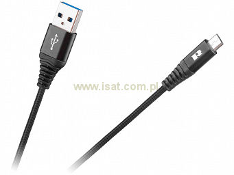 Kabel USB 2.0 wtyk A - wtyk USB micro 2m w oplocie czarny Quick Charge