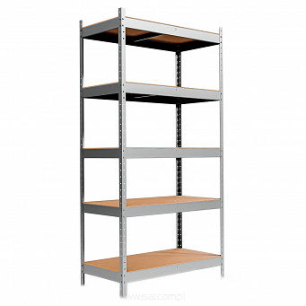 Regał magazynowy używany metalowy stelaż, półki z MDF wymiary 200x90x45