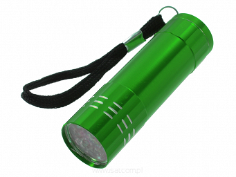 Mała latarka aluminiowa 9 LED zielona 3xAAA 50lm 1W