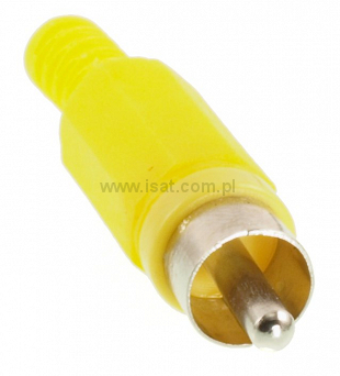 Wtyk RCA żółty (Cinch) plastikowy do lutowania