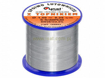 Cyna z topnikiem 1,5mm szpula 250g Cynel spoiwo lutownicze