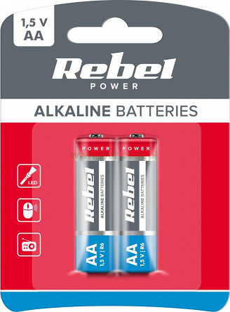Baterie AA (R06) alkaliczne Rebel blister 2szt
