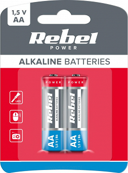 Baterie AA (R06) alkaliczne Rebel blister 2szt