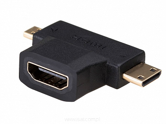 Adapter gniazdo HDMI na wtyki miniHDMI i microHDMI 