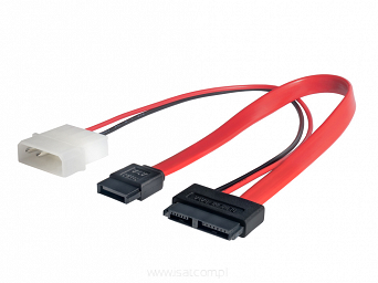 Kabel adapter Slim SATA - SATA + Molex, do napędów DVD Akyga AK-CA-45