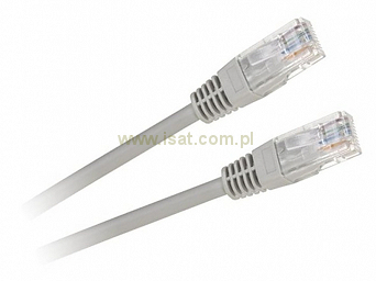 Patchcord przewód kabel UTP kat. 5e 1,0m szary wtyk - wtyk
