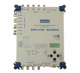 Wzmacniacz wielozakresowy + multiswitch 5/8  multibas SW-9108