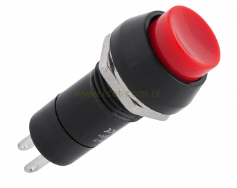 Przełącznik ON-OFF bistabilny 2 pin 230V PBS-11A przyciskany push czerwony