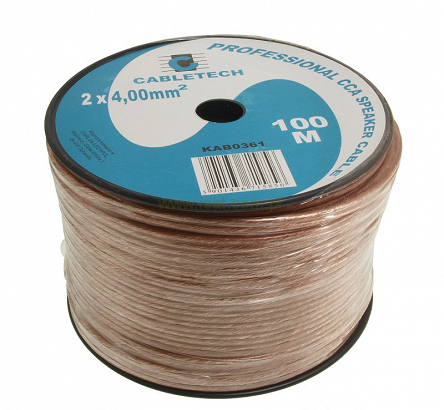 Przewód kabel głośnikowy 2x4,0mm CCA 100m przezroczysty