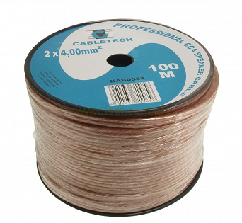Przewód kabel głośnikowy 2x4,0mm CCA 100m przezroczysty