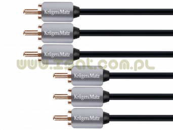 Kabel 3RCA-3RCA component 1.8m Kruger&Matz metalowe wtyki