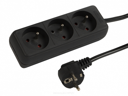 Przedłużacz elektryczny 3 gniazda ZU 5m czarny 2300W do elektryki