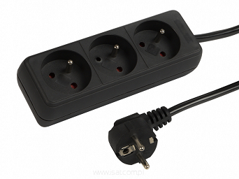 Przedłużacz elektryczny 3 gniazda ZU 5m czarny 2300W do elektryki