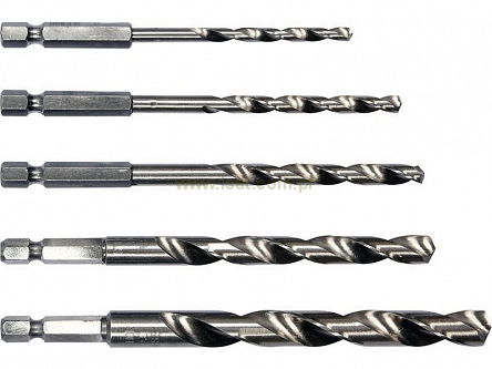 Wiertła HSS do metalu 5szt. 4-10mm z mocowaniem HEX 1/4