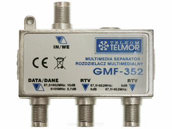 Rozdzielacz multimedialny Telmor GMF-352 3 wyjścia DANE, RTV, RTV obudowa w kpl.
