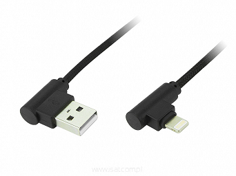 Kabel do iPhone iPad iPod wtyk USB - wtyk Lightning  kątowy o długości 1m