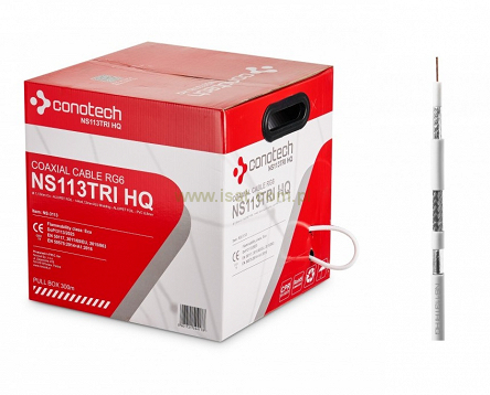 Przewód koncentryczny Conotech NS113TRI 300m żyła 1,13mm Cu Trishield oplot AL 98%