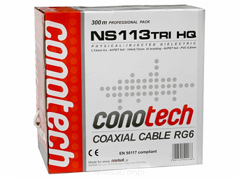 Przewód koncentryczny Conotech NS113TRI 300m żyła 1,13mm Cu Trishield oplot AL 98%