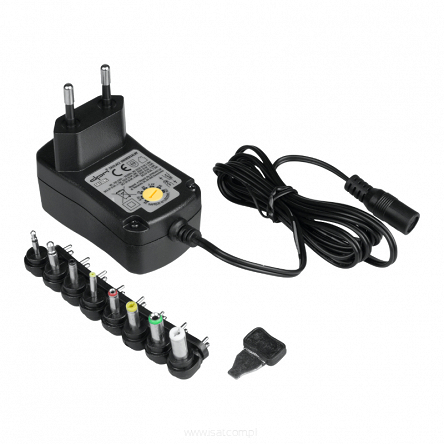 Zasilacz uniwersalny, 30 W, 2500 mA, 8 końcówek do zasilania elektroniki