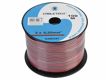 Przewód kabel głośnikowy 2x0,2mm CCA 100m czarno-czerwony