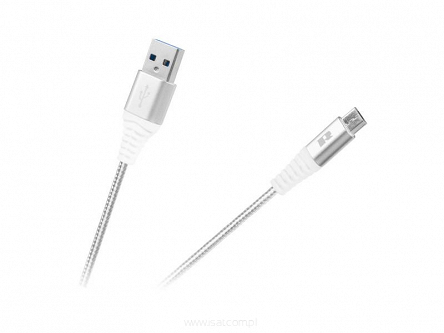 Kabel USB 3.0 wtyk A - wtyk Micro USB B 50cm w oplocie biały Quick Charge