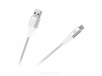 Kabel USB 3.0 wtyk A - wtyk Micro USB B 50cm w oplocie biały Quick Charge