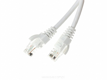 Patchcord przewód kabel UTP kat. 6e 1,0m biały wtyk - wtyk  RJ45 Gigabit