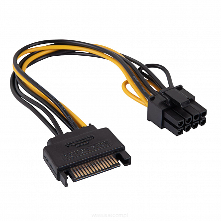 Adapter z kablem Akyga AK-CA-80 PCI-E 6+2pin (m) / SATA (m) 15cm