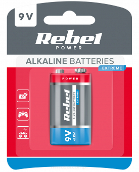 Bateria 6F22 (6LR6) 9V alkaliczna Rebel Extreme blister 1szt