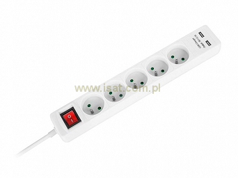 Przedłużacz elektryczny 5 gniazd + ładowarka 2xUSB 1,5m