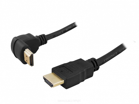 Kabel HDMI 1,5m v1.4, Ethernet, wtyk prosty - kątowy dolny